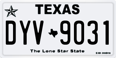 TX license plate DYV9031
