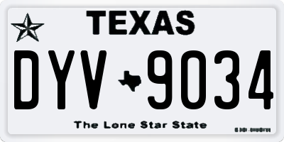 TX license plate DYV9034