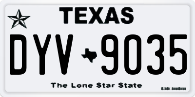 TX license plate DYV9035