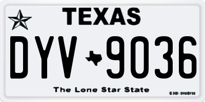 TX license plate DYV9036
