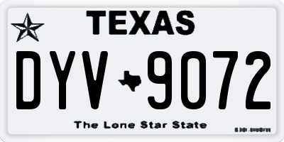 TX license plate DYV9072