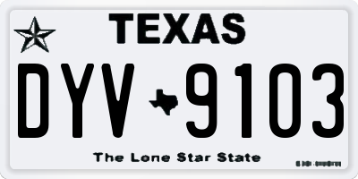 TX license plate DYV9103