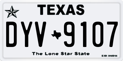 TX license plate DYV9107