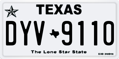 TX license plate DYV9110