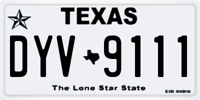 TX license plate DYV9111