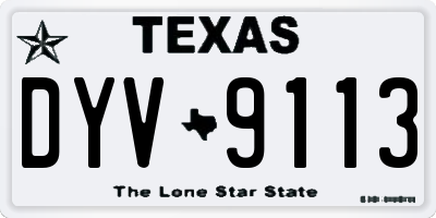 TX license plate DYV9113