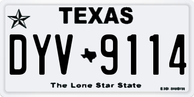 TX license plate DYV9114