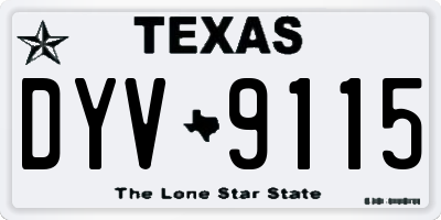 TX license plate DYV9115