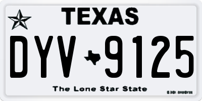 TX license plate DYV9125