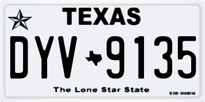 TX license plate DYV9135
