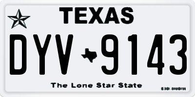 TX license plate DYV9143