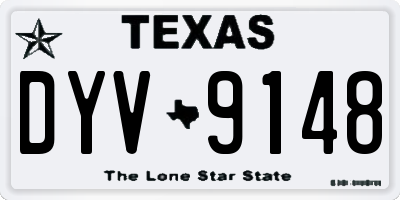 TX license plate DYV9148