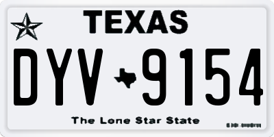 TX license plate DYV9154