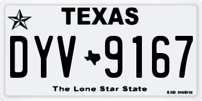 TX license plate DYV9167