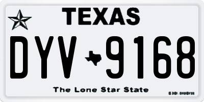 TX license plate DYV9168