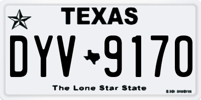 TX license plate DYV9170
