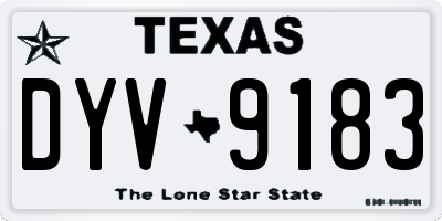 TX license plate DYV9183