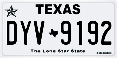 TX license plate DYV9192