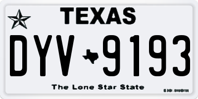 TX license plate DYV9193