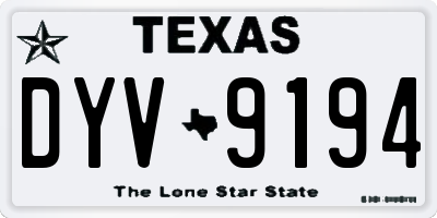 TX license plate DYV9194