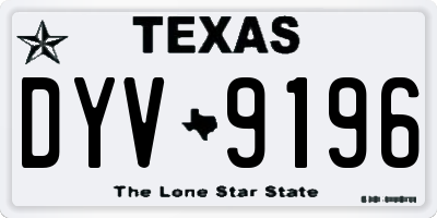 TX license plate DYV9196