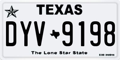 TX license plate DYV9198