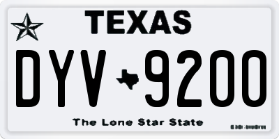 TX license plate DYV9200