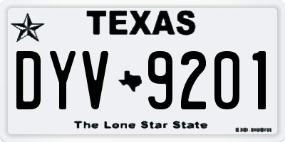 TX license plate DYV9201