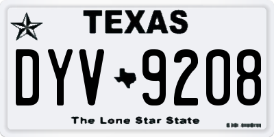 TX license plate DYV9208