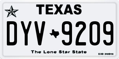 TX license plate DYV9209