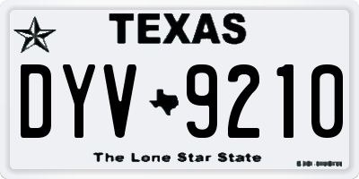 TX license plate DYV9210