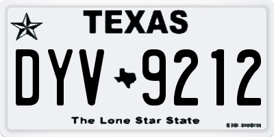 TX license plate DYV9212