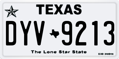 TX license plate DYV9213