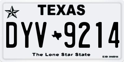 TX license plate DYV9214