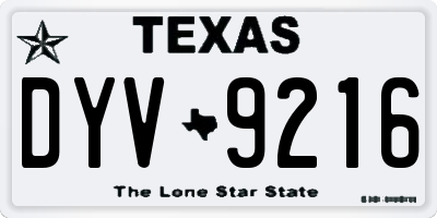 TX license plate DYV9216