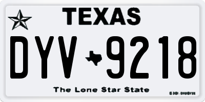 TX license plate DYV9218