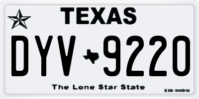 TX license plate DYV9220