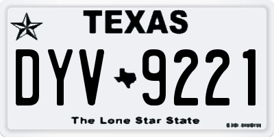 TX license plate DYV9221