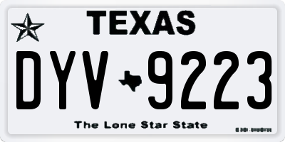 TX license plate DYV9223