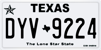 TX license plate DYV9224