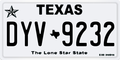 TX license plate DYV9232