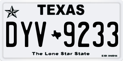 TX license plate DYV9233