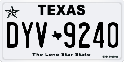 TX license plate DYV9240