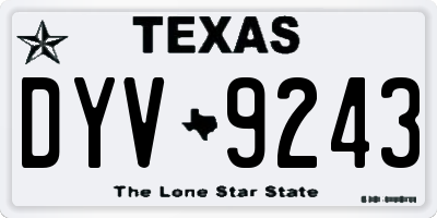 TX license plate DYV9243