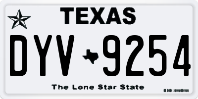 TX license plate DYV9254