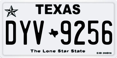 TX license plate DYV9256