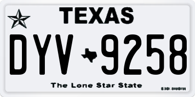 TX license plate DYV9258