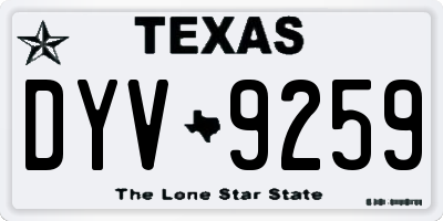 TX license plate DYV9259