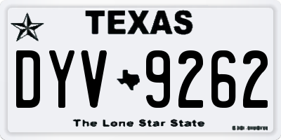 TX license plate DYV9262