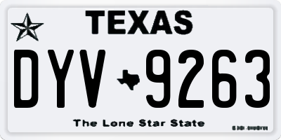 TX license plate DYV9263